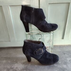 Aerosoles Monument Comfort Ankle Boots NavyBlue Suede Leather Booties 8.5M Shoes